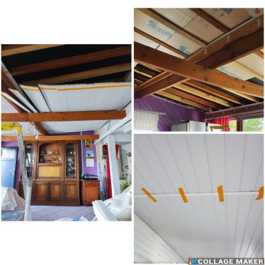 isolation mince et réinstallation d'un plafond tombé (mauvaise fixation)