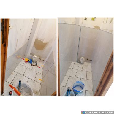 pose de faïence à mi hauteur dans un wc